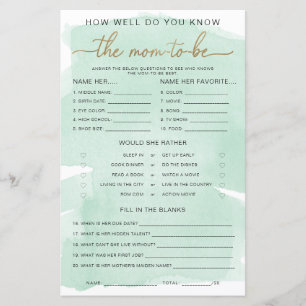 Green Watercolor Gold kennt die Mama zu spielen