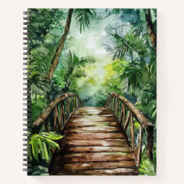 GREEN WATERCOLOR JUNGLE BRIDGE NOTIZBUCH