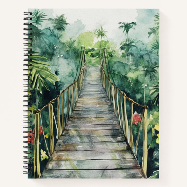 GREEN WATERCOLOR JUNGLE BRIDGE NOTIZBUCH (Vorderseite)