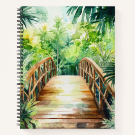 GREEN WATERCOLOR JUNGLE BRIDGE NOTIZBUCH