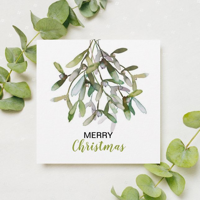 Green Watercolor Mistletoe Frohe Weihnachten (Von Creator hochgeladen)