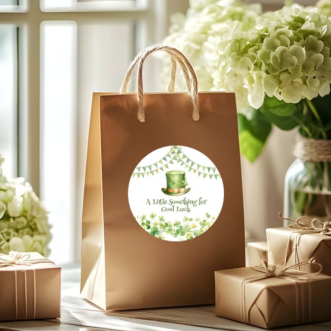 Green Watercolor Shamrock St Patrick's Day Party Runder Aufkleber (Green Watercolor Shamrock St Patrick's Day Party Classic Round Sticker)