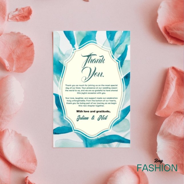 Green Watercolor Simple Wedding  Dankeskarte (Von Creator hochgeladen)