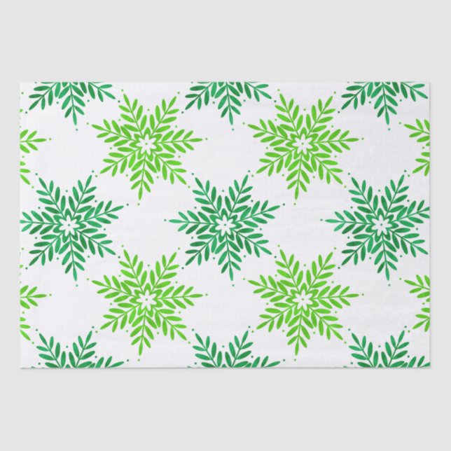Green Watercolor Snowflake Muster Seidenpapier (Vorderseite)