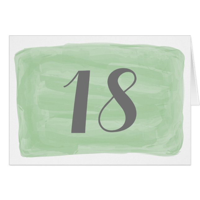 Green Watercolor-Tischnummer (Vorderseite (Horizontal))