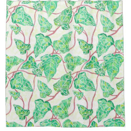 Green Watercolor Vines Duschvorhang