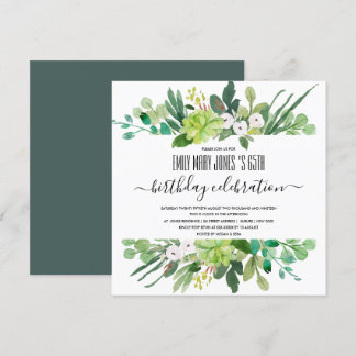 GREEN WATERCOLOR WREATH FOLIAGE ALTER GEBURTSTAG EINLADUNG