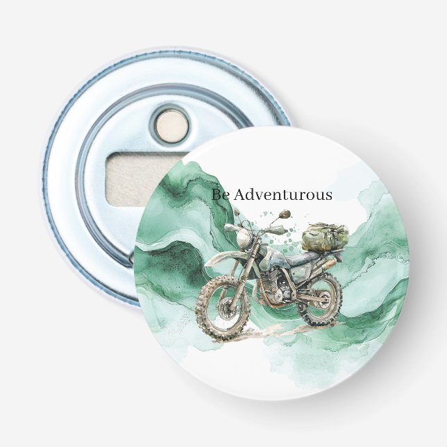 Green Wave Motorcycle Be Adventurous Flaschenöffner (Vorderseite)