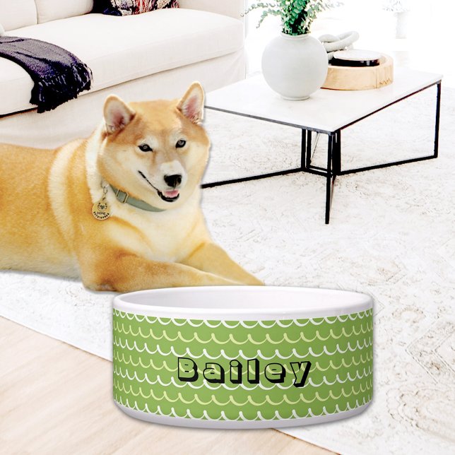  Green Waves Pattern Ceramic Pet Bowl Napf (Von Creator hochgeladen)