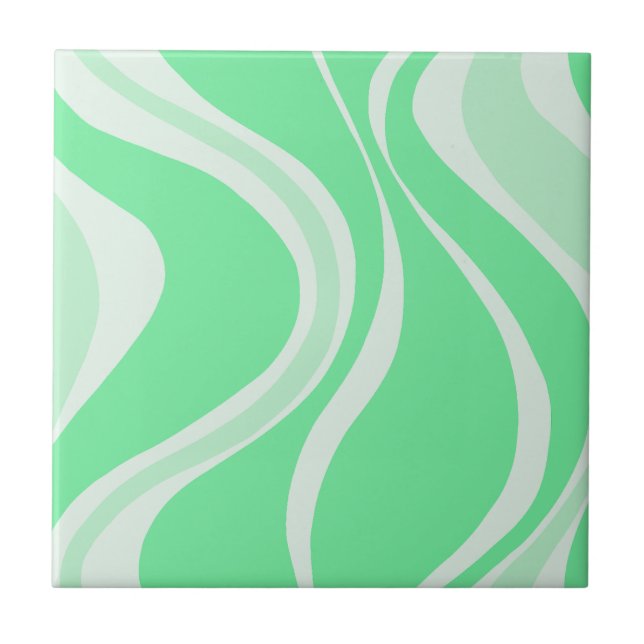 Green Waves Tile Fliese (Vorderseite)