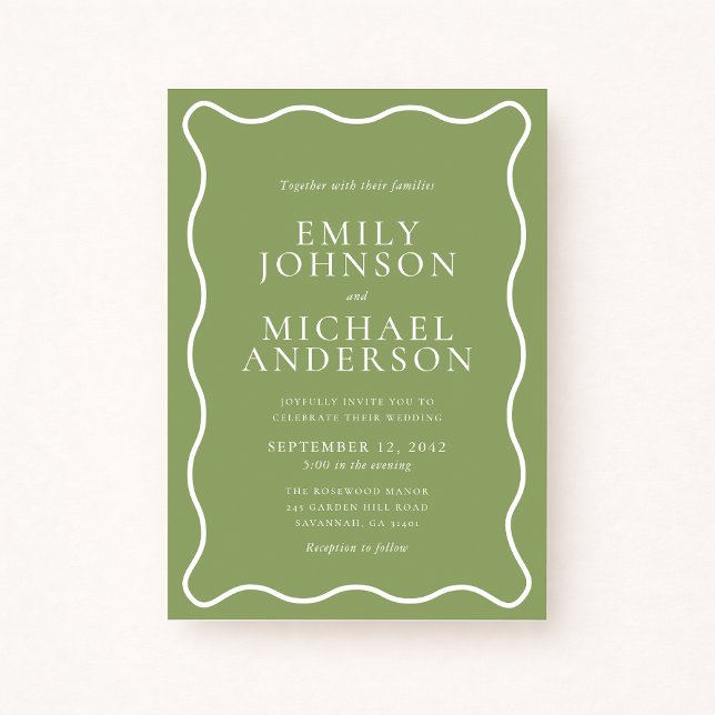 Green Wavy Border Wedding Invitation Einladung (Von Creator hochgeladen)