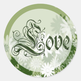 Green Wedding Floral Liebe Umschlag Aufkleber