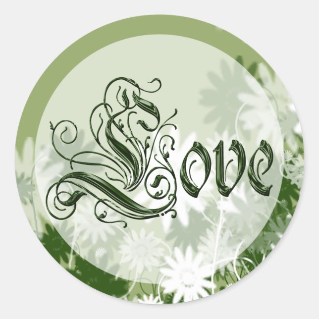 Green Wedding Floral Liebe Umschlag Aufkleber (Vorderseite)