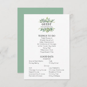 Green Wedding Guest Information Enclosure Card Begleitkarte