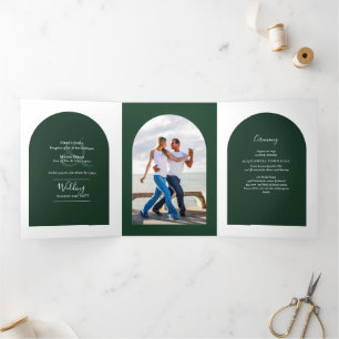 GREEN Wedding Invite Program Menu UAWG Foto Dreifach Gefaltete Einladung