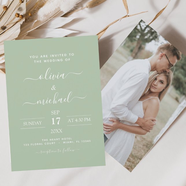 Green Wedding mit Foto Einladung Flyer (Von Creator hochgeladen)
