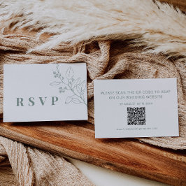 Green Wedding RSVP QR Code Card Mitteilungskarte