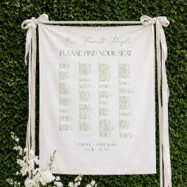 Green Wedding Seating Chart Alphabetical Fabric Wandteppich