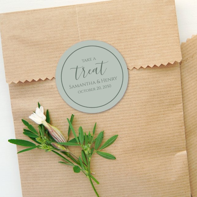 Green Wedding Simple Calligraphy Script-Leckerei Runder Aufkleber (Von Creator hochgeladen)