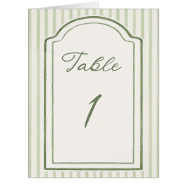 Green Wedding Striped Table Number 