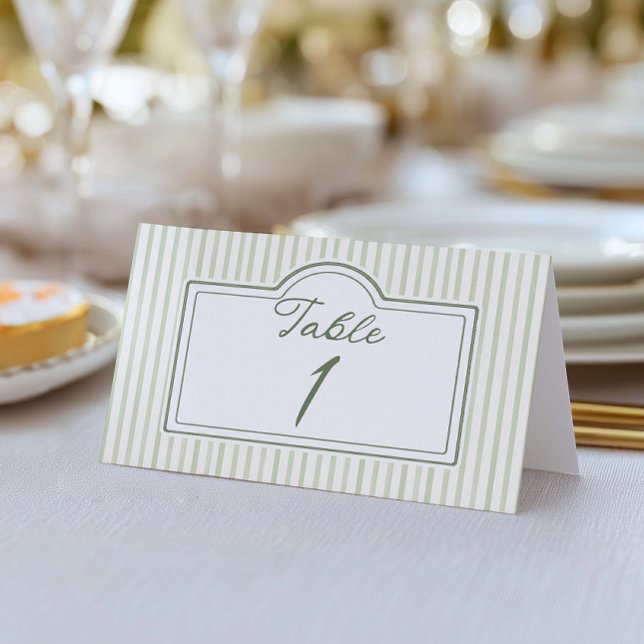 Green Wedding Striped Table Number (Von Creator hochgeladen)