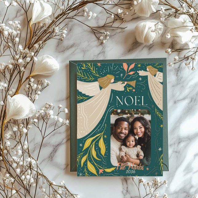 Green Weihnachten Holiday Postkarte 2 (Green Noel Holiday Postcard)