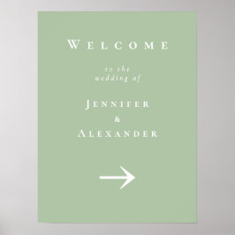 Green Welcome to Wedding Sign Poster