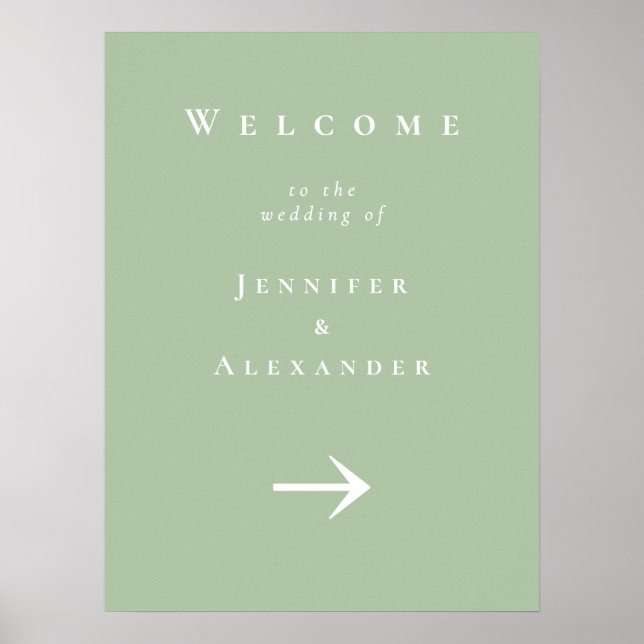 Green Welcome to Wedding Sign Poster (Vorne)