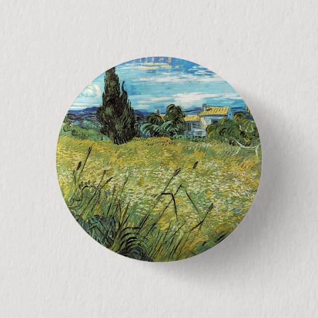 Green Wheat Field Vincent van Gogh Button (Vorderseite)