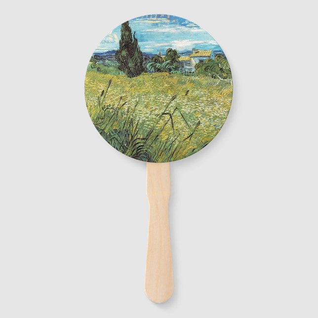 Green Wheat Field Vincent van Gogh Fächer (Vorderseite)