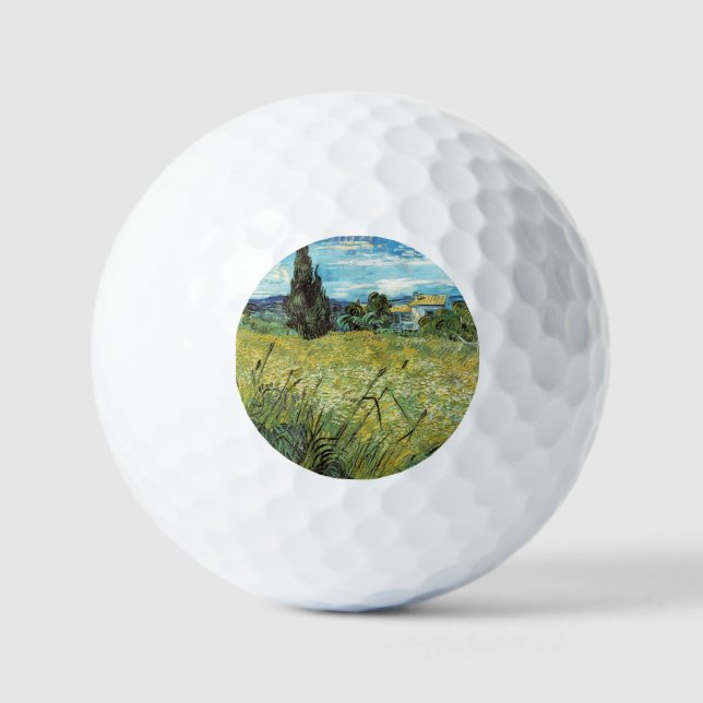 Green Wheat Field Vincent van Gogh Golfball (Vorderseite)