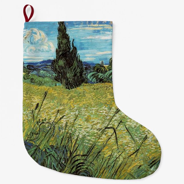 Green Wheat Field Vincent van Gogh Großer Weihnachtsstrumpf (Vorderseite)