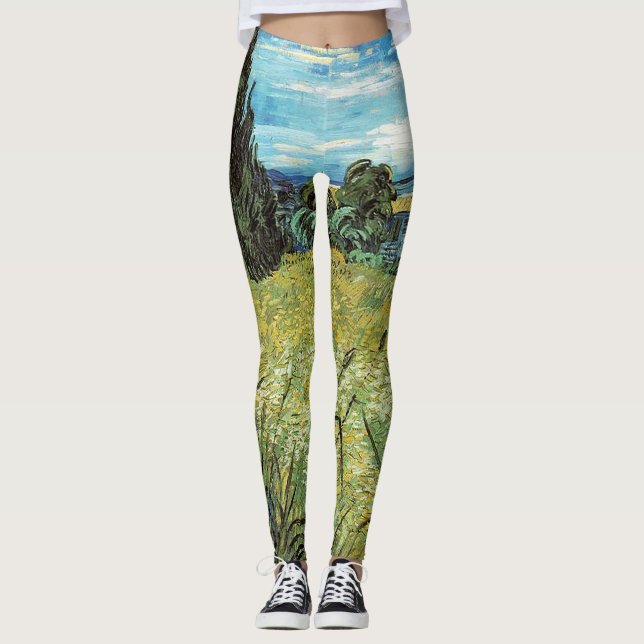 Green Wheat Field Vincent van Gogh Leggings (Vorderseite)