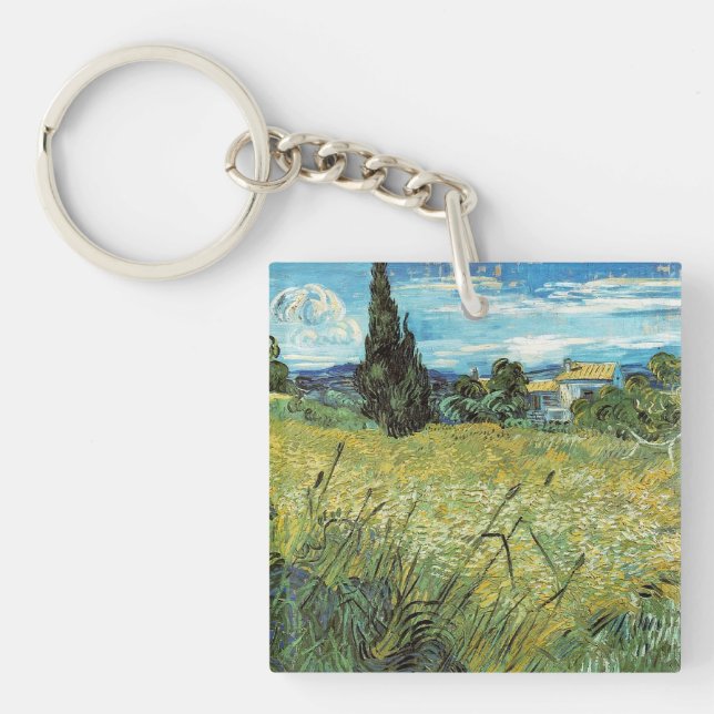 Green Wheat Field Vincent van Gogh Schlüsselanhänger (Vorderseite)