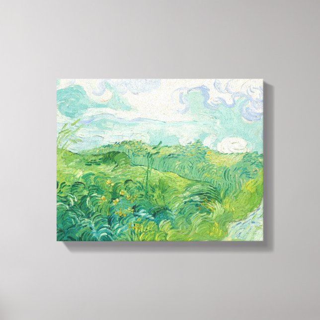 Green Wheat Fields Van Gogh Vintage Kunst Leinwanddruck (Vorderseite)