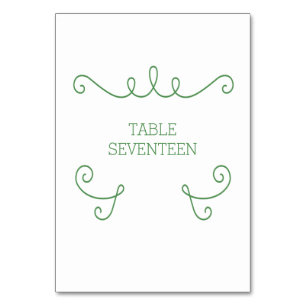 Green Whimsical Blüh Table Card Tischnummer