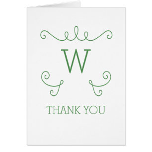 Green Whimsical Geblüht Monogram Dankeschön Card