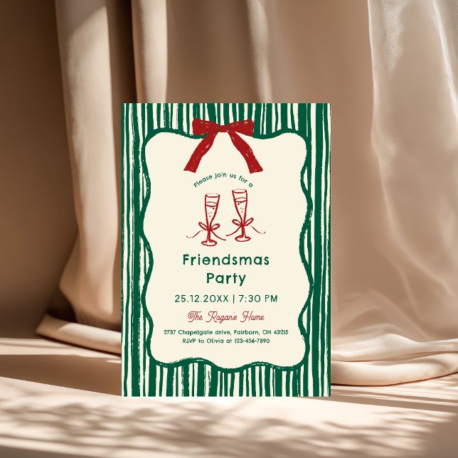 Green Whimsical Hand Drawn Friendsmas Party Einladung (Von Creator hochgeladen)
