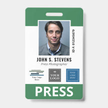 Green White 3 Logos Presse-ID-Abzeichen