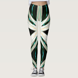 Green White Beige Winter Yoga Sternexplosion Schne Leggings