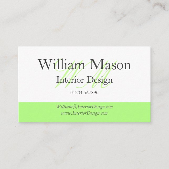 Green & White Beruflich Business Card Visitenkarte (Vorderseite)