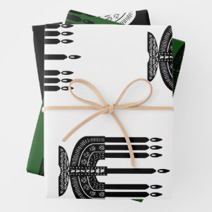 Green White Black Kwanzaa Candles Geschenkpapier Set