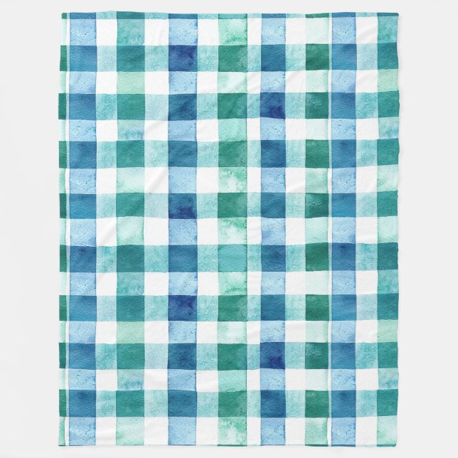 Green White Blue Kariert Stripes Weihnachten Fleecedecke (Vorderseite)