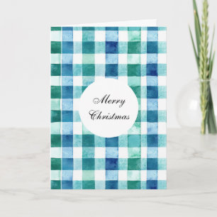 Green White Blue Kariert Stripes Weihnachten Karte
