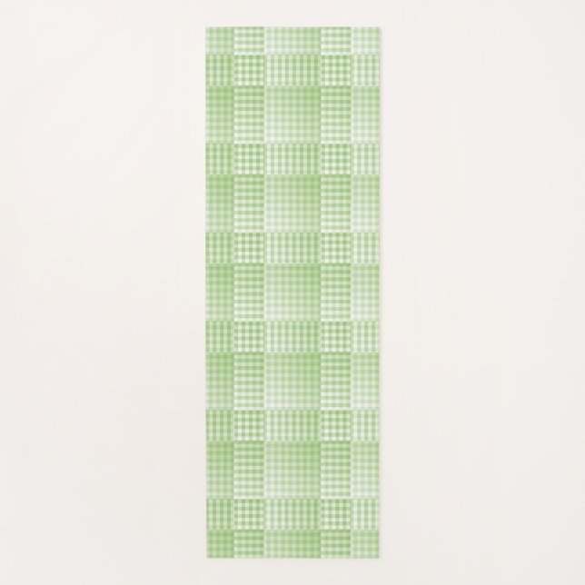 Green White Checker Abstract Pattern Yogamatte (Vorderseite)