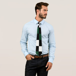 Green White Checkerboard Neck Tie Krawatte
