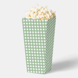Green & White Checkered Plaid Popcorn Favor Box Geschenkschachtel
