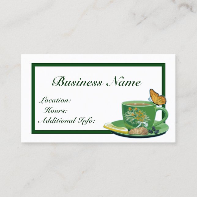 Green & White Coffee Cup Visitenkarte (Vorderseite)