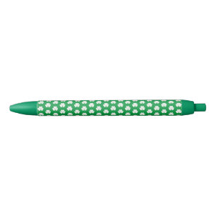 Green White Elegant Irish Kleeblatt Clover Pattern Kugelschreiber