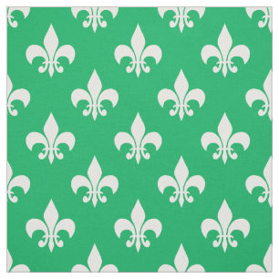 Green White Fleur-de-lis Textile Stoff
